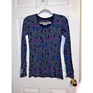 VOLCOM Womens Black Graphic Alphabet Long Sleeve Thermal Top Sz M